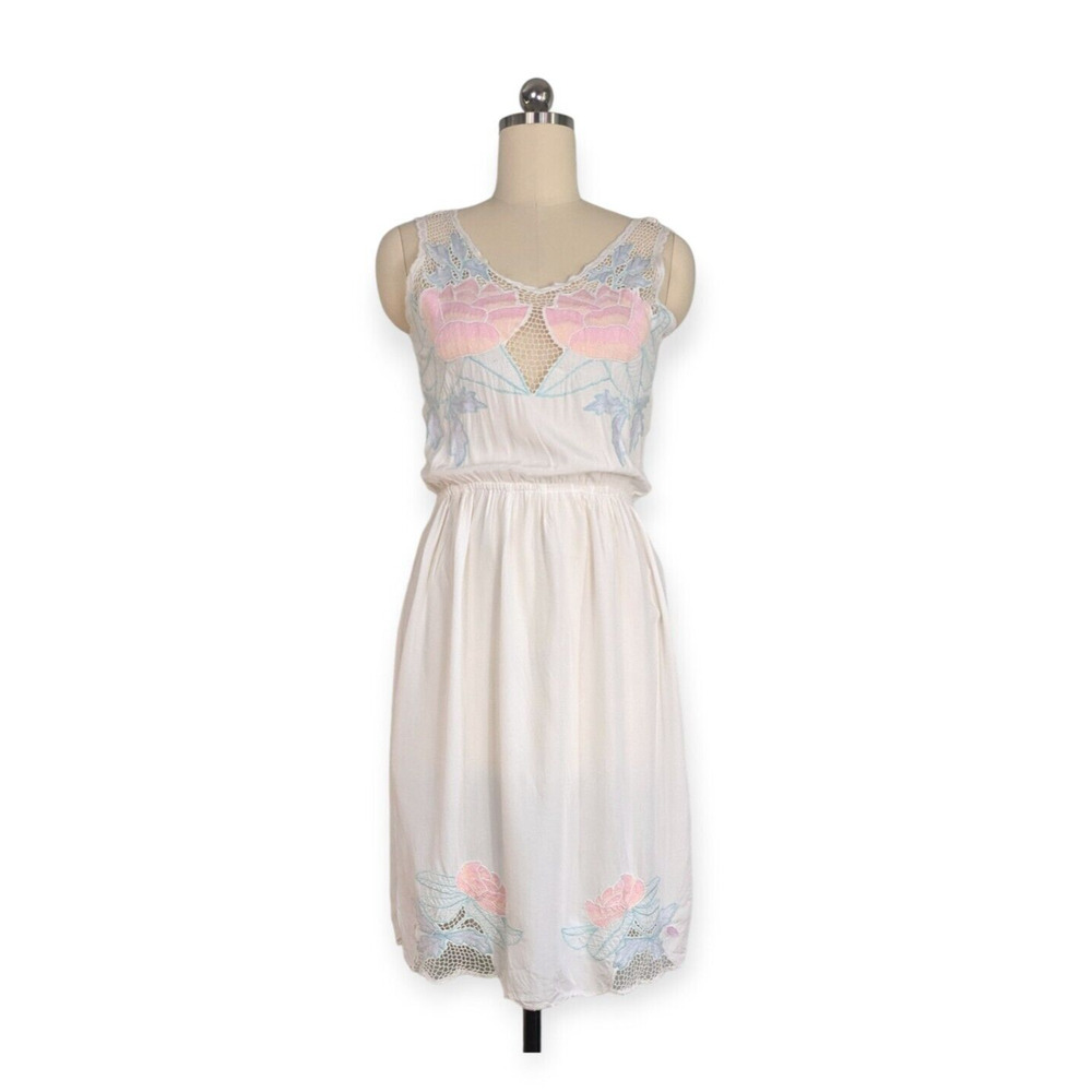 Elegant White and Pink Midi Dress